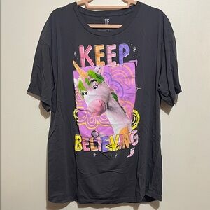 Imaginary Friends Graphic Unicorn T-Shirt with Keep Believing Print.